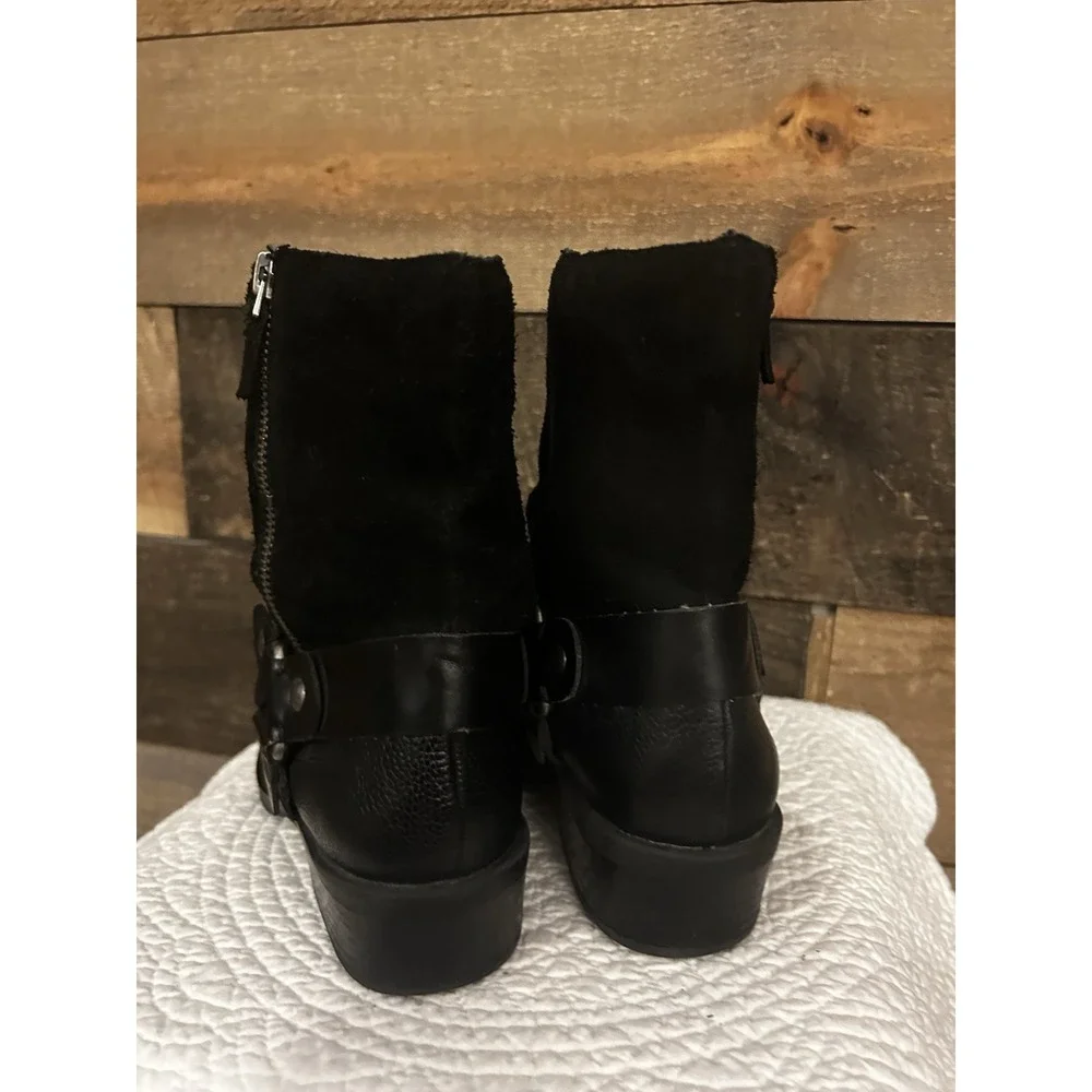 Franco‎ Sarto Benton Black Leather Harness Boots Womens Size 7 M